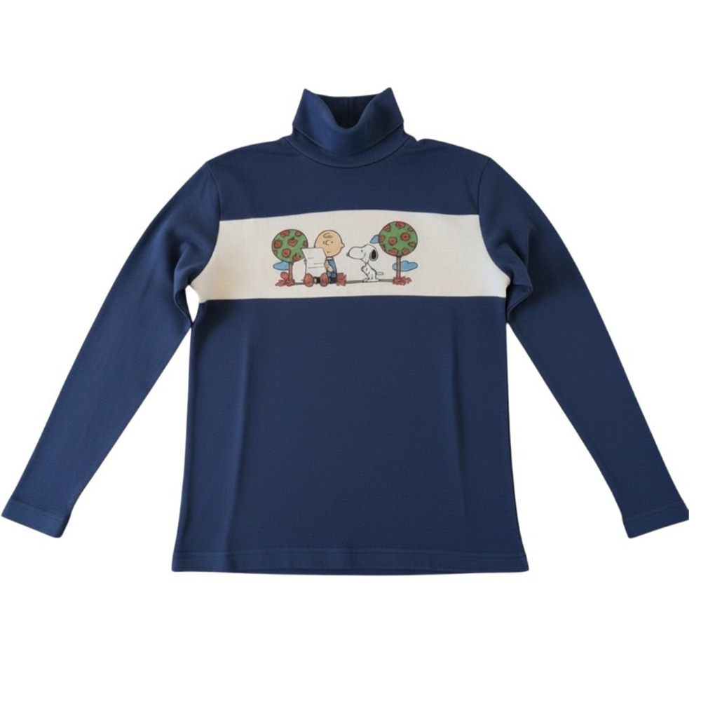 Vintage Danskin NAVY BLUE TURTLENECK T-SHIRT Charlie Brown Snoopy 3-3X (3T)